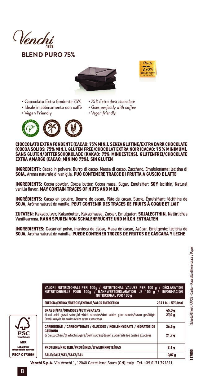 Venchi Blend Fondente 75% 200 gr - immagine 2