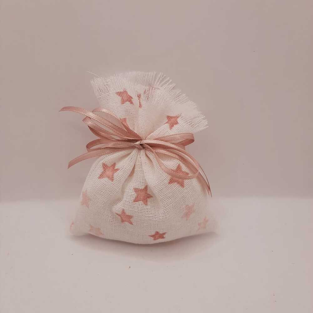 Sacchetto Stelline Rosa sfrangiato T828